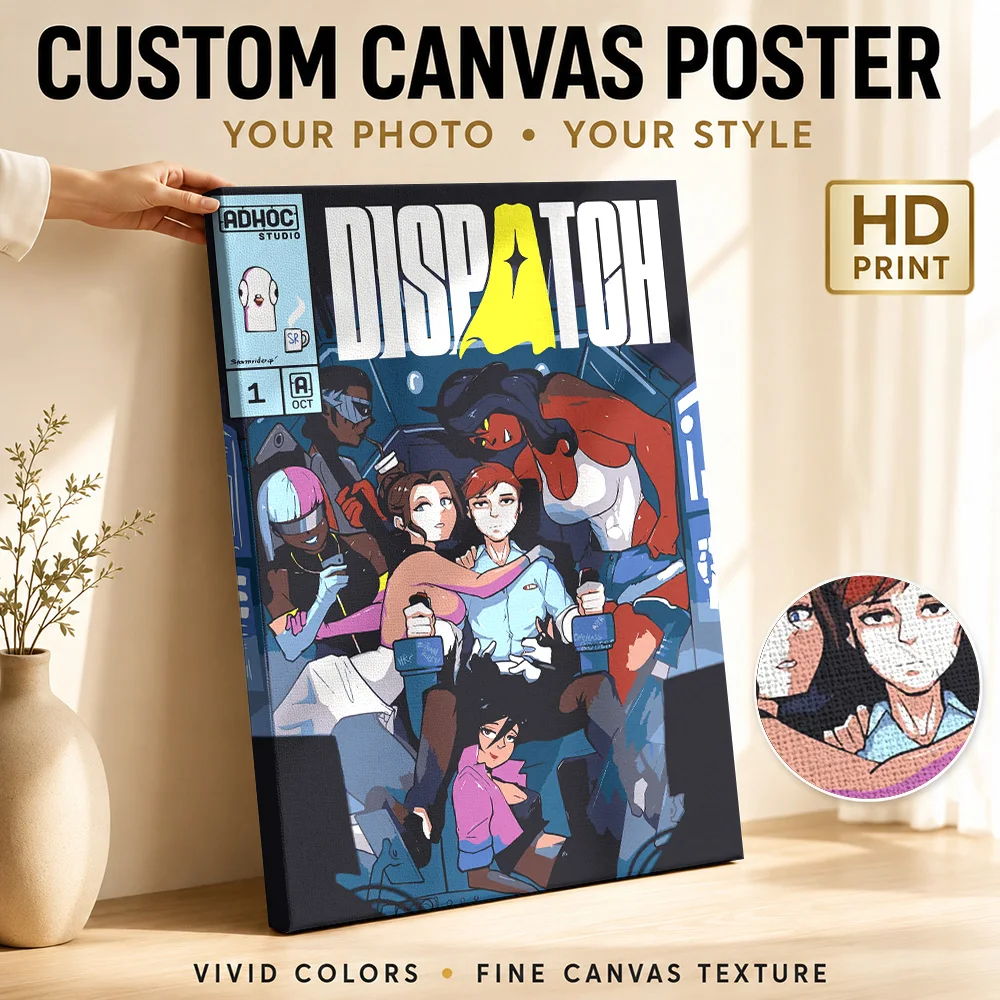 DISPATCH Framed Canvas Poster Custom Photo Gaming Anime Wall Paintings Decoration for Game Room Collectible Ready to Hang Gift