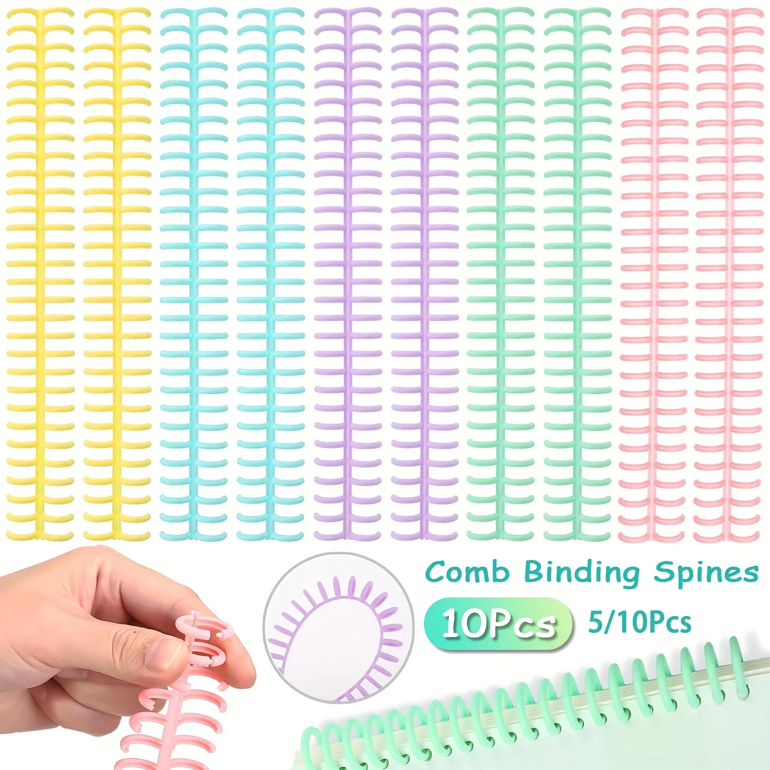 10PCS Comb Binding Spines Plastic Spiral Binding Coils 30 Rings Binding Spines for Business Document File Notebook File Making