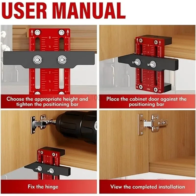 Imagem -02 - Cabinet Door Mount Jig Ferramenta de Carpintaria Cabinet Handle Install Template Posicionador de Instalação da Porta do Armário Hardware Jig 1060 mm