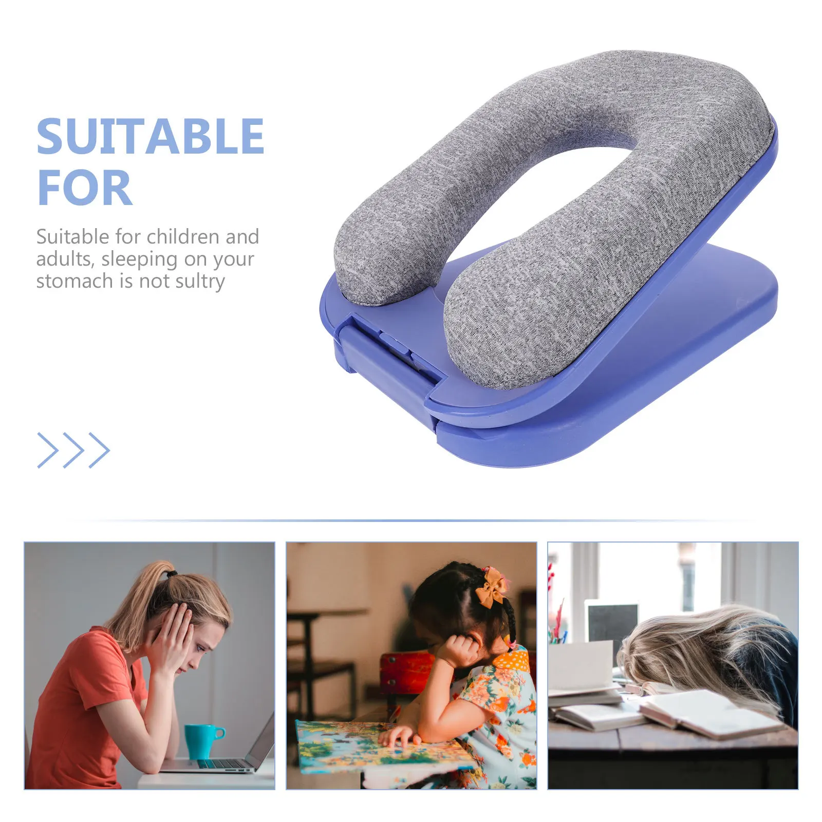 

1Pcs Student Nap Pillow Sky Blue Folding Office Sleeping Head Cushion Breathable Removable Cover Comfortable Portable for Home