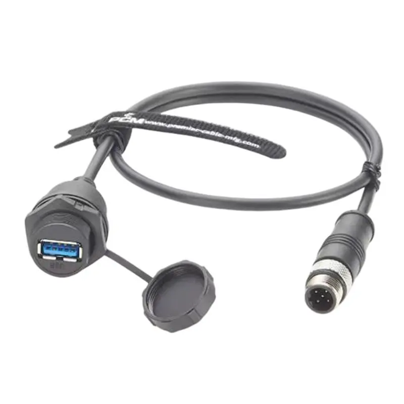 ABJF-IP67 Industrial USB 3.0 Connection Cable USB A Female To 5Pin B Code Flush Compatible IFM EC2099