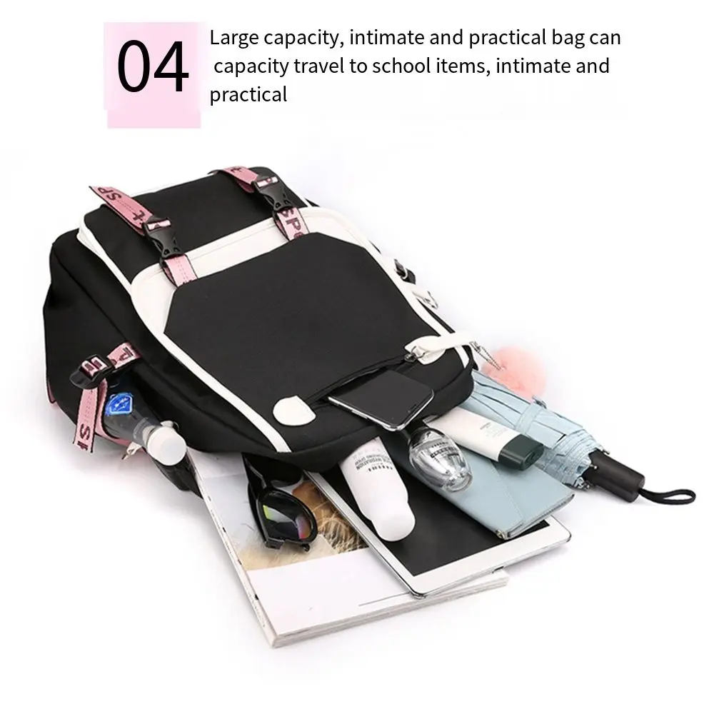 Mochila escolar de tela Oxford de gran capacidad para estudiantes, bonita mochila para ordenador de estilo pijo, bolsa de viaje informal portátil para exteriores para niños