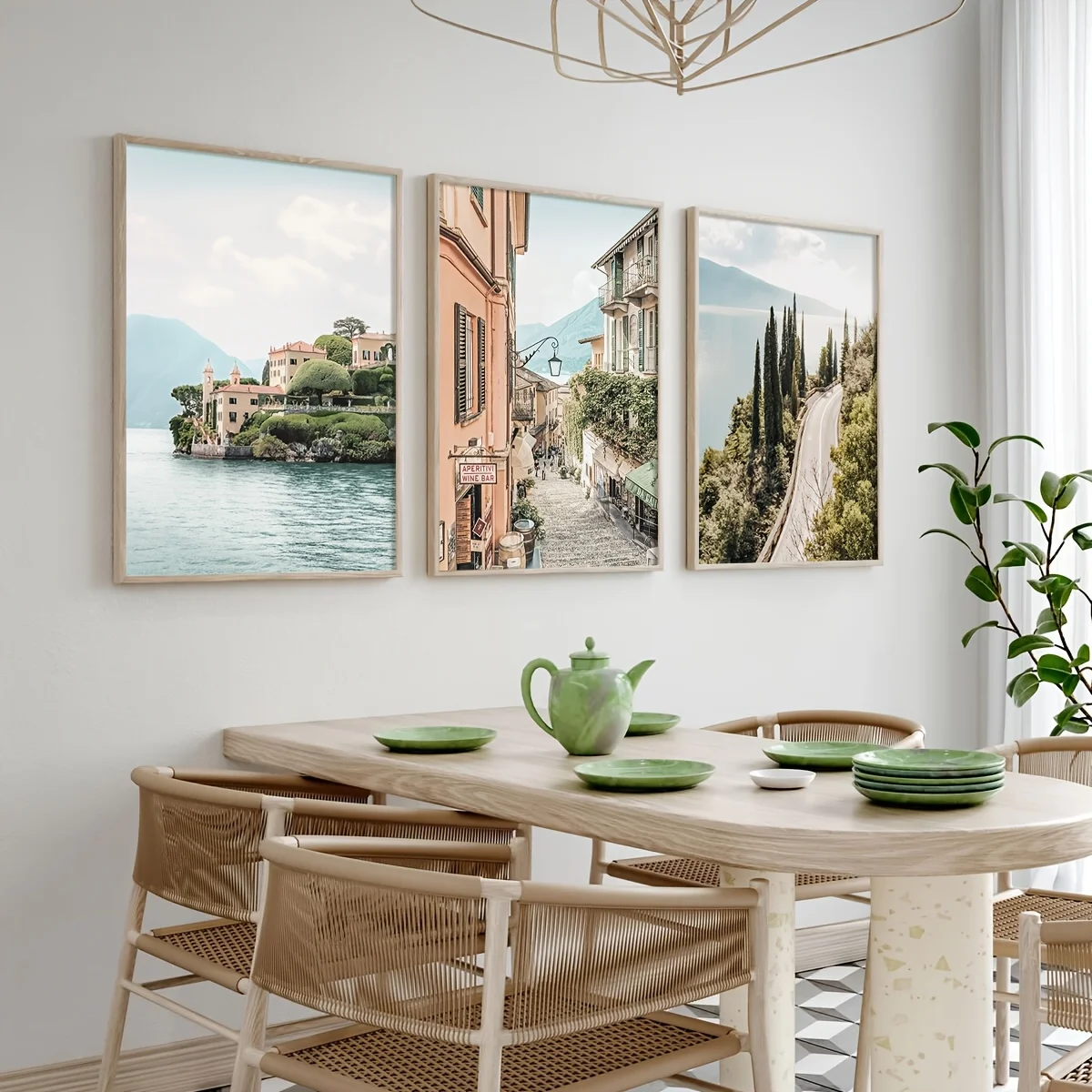 3 قطعة بحيرة إيطاليا كومو المناظر الطبيعية قماش طباعة السفر التصوير صور الجدار ملصق فني لغرفة المعيشة الحديثة ديكور المنزل #2