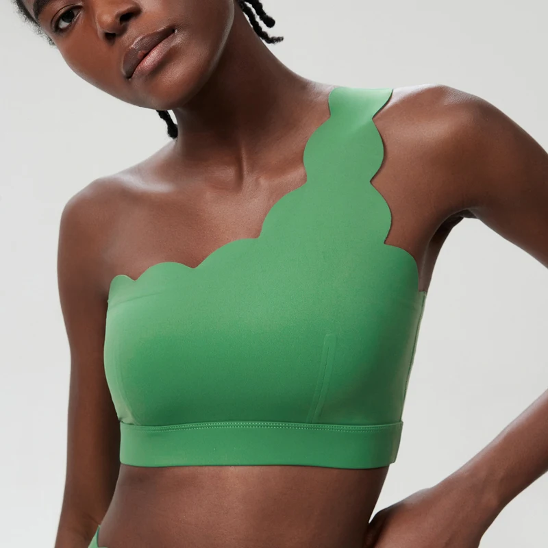 Women Fitness Yoga Bra Sexy Single Strap Sports Underwear Soft Stretcy Gym Running Crop Top Female Breathable Workout Clothes image 5