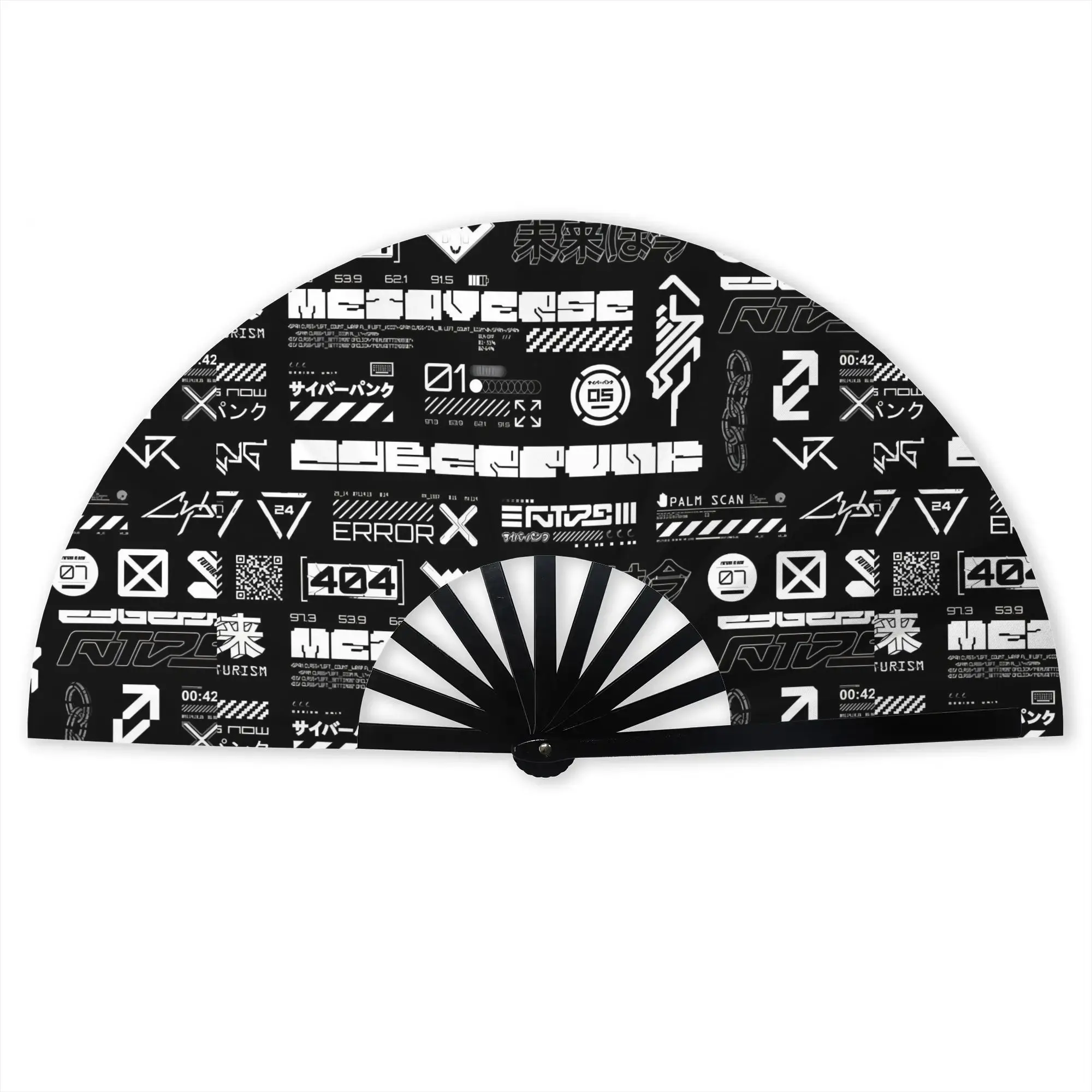 Futuristic C-Cyberpunks Hand Fan Promotional Gift Event Souvenir Science Fiction Durable Folding Fans Creative Bulk Pack Fan