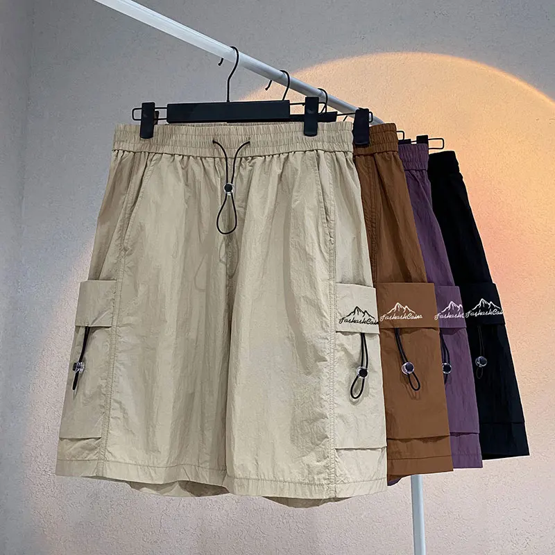 Short imprimé léger pour homme, séchage rapide, poches zippées latérales, jogging en plein air, short de basket-ball, pantalon court de gym, été