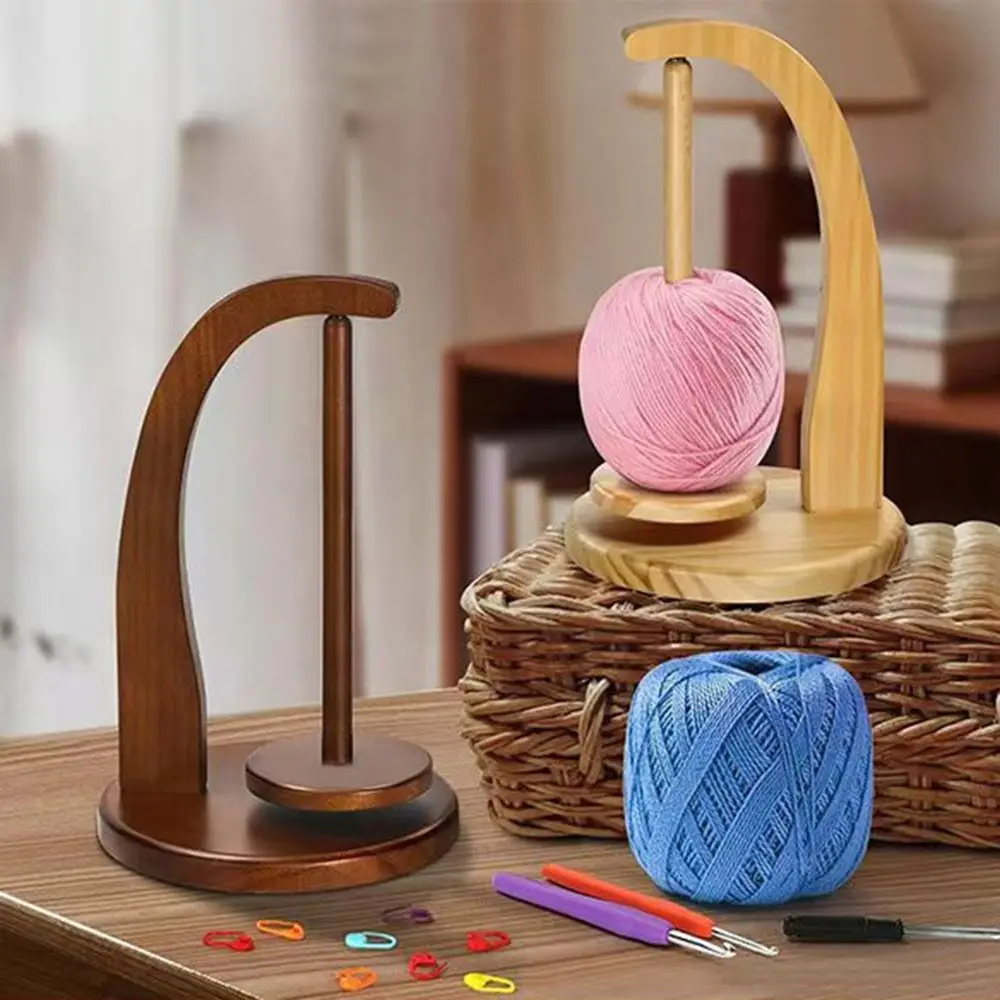 Wooden Yarn Holder Handmade Rotatable Yarn Spinner Magnetic Levitation Crocheting Yarn Ball Storage Rack Knitting Accessories