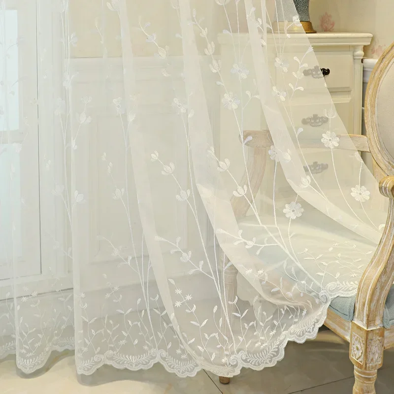 

New style small fresh pastoral style living room balcony embroidered curtain curtain living room bedroom bay window