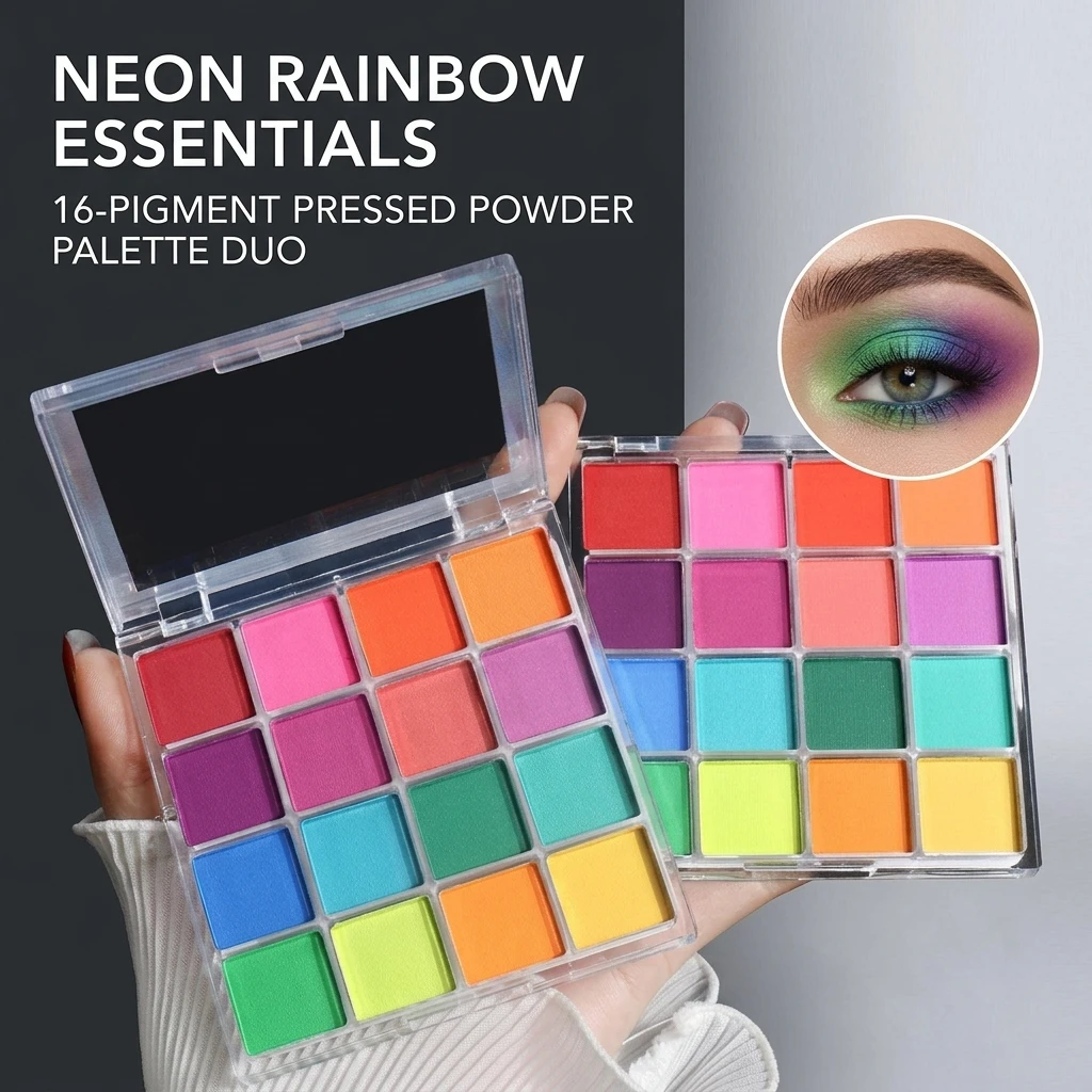 16 Grid Rainbow Solid Gradient Disc, Long-Lasting High Saturation, Gradient Blending Powder, Gradient Effect, Creative Nails