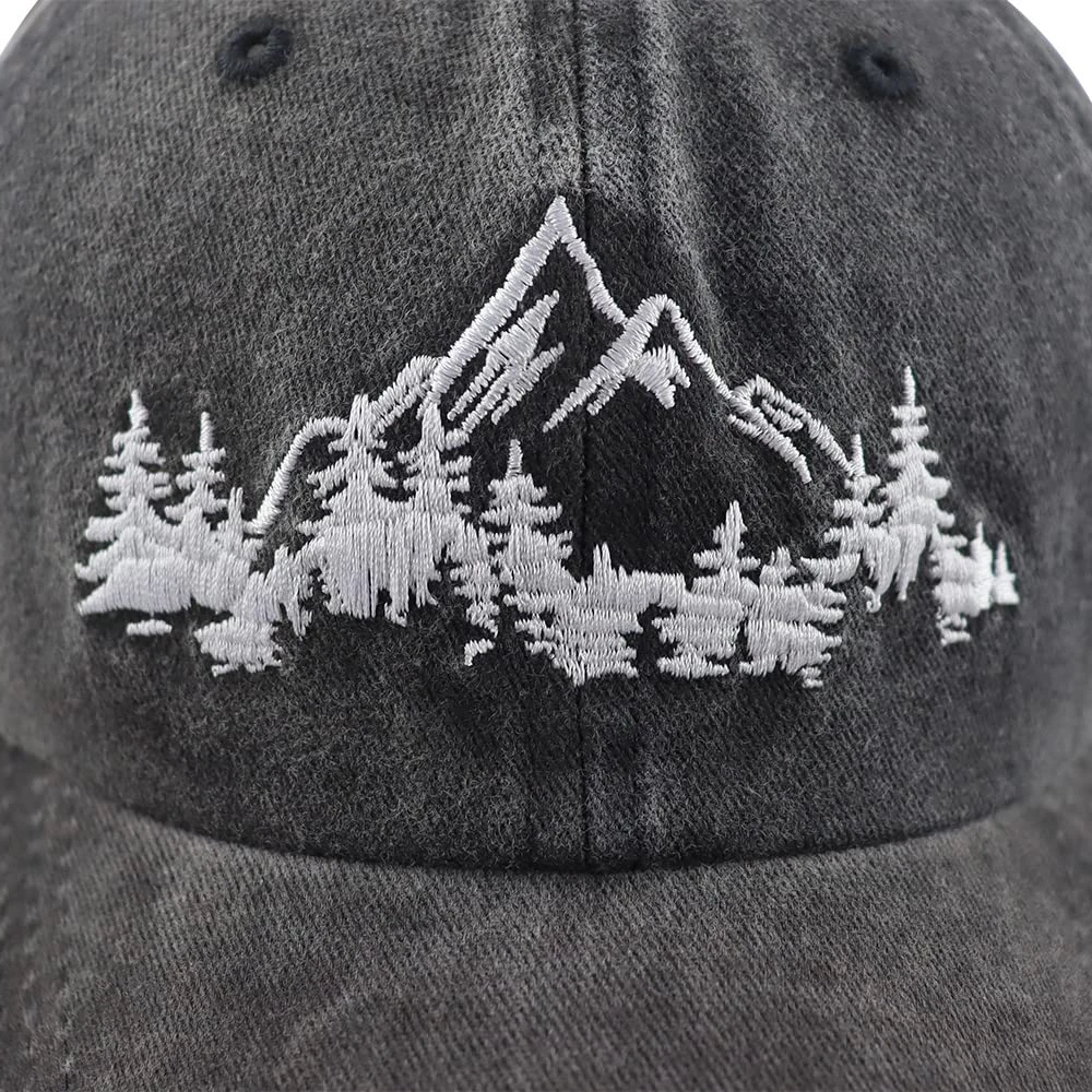 Mountain Trees Baseball Cap Forest Dad Hat For Men Women Cotton Embroidered Camping Hiking Explore Outdoor Hats