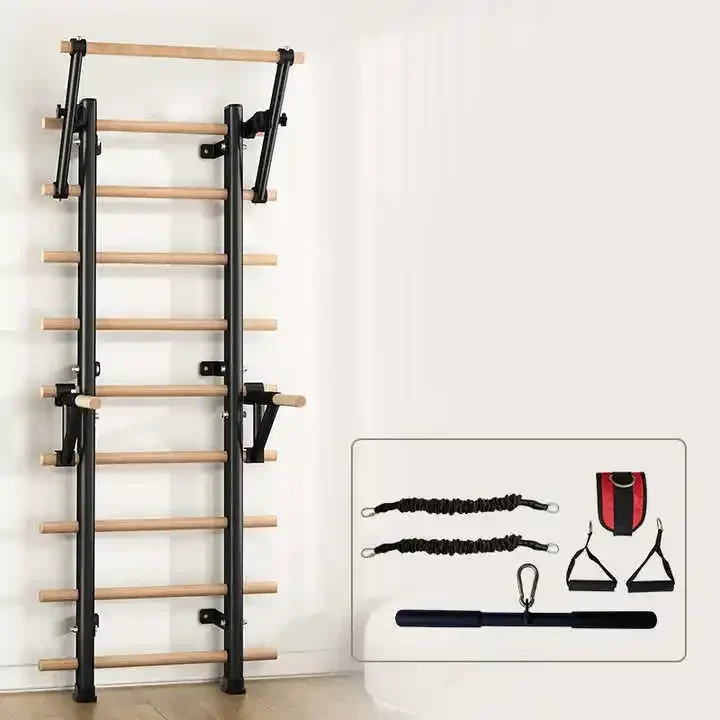 Double Indoor Wall Mounted Wood Stall Gymnastics Ladder Gymnastic Wall Bars Swedish Ladder