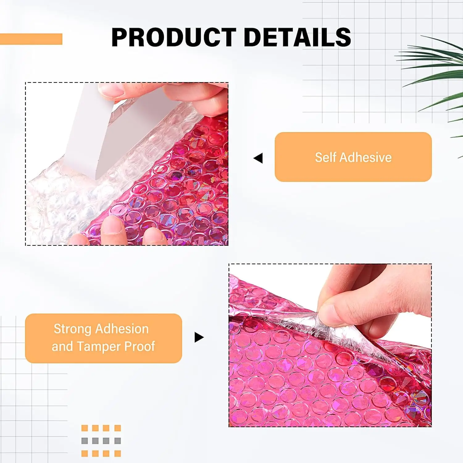 100 Pieces Rose red Holographic Bubble Mailer Laser Mailing Envelope Waterproof Courier Bag Padded Bubble Envelopes