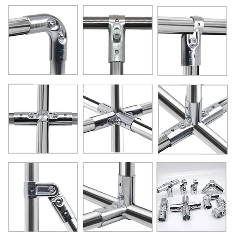 1Pcs New Carbon Steel Galvanized Pipe Joint Round 20/25/32mm Rod Support Rack Fixed Clamp Furniture Hardware