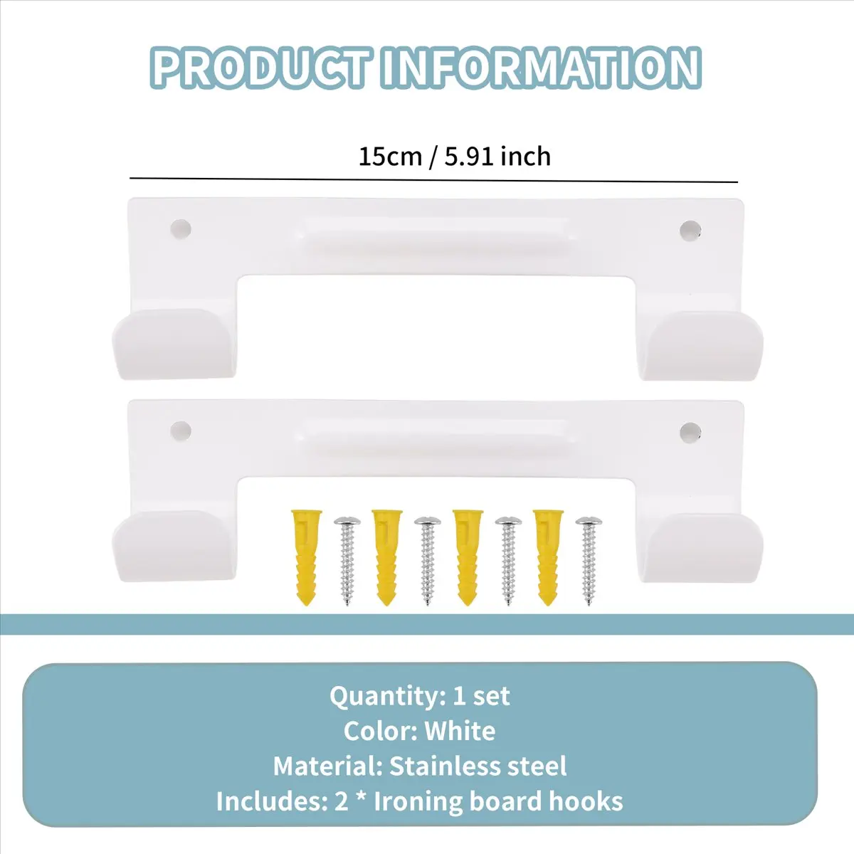 [Promotions]2Pack Ironing Board Hanger,Wall Mounted Ironing Board Holder for Laundry Rooms (White)