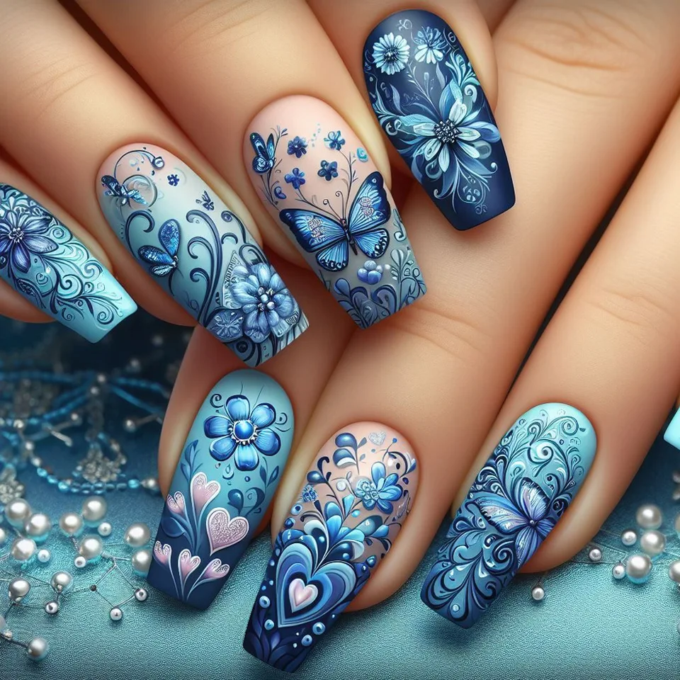 24 Piezas Uñas Postizas Francesas Simples con Diseño de Rayas y Corazones, Cuadradas Cortas, Acrílicas de Cobertura Total 5