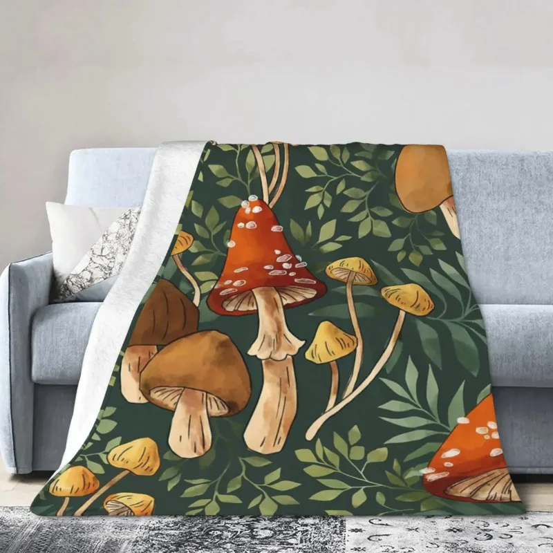 Woodland Mushroom Spray Blankets Soft Warm Flannel Throw Blanket Bedding for Bed Living room Picnic Travel Home Sofa