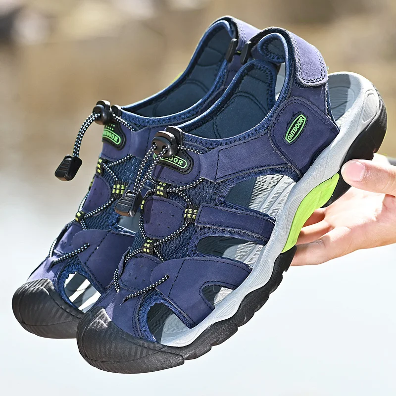 2024 Hot Selling Men\'s Sandals Summer Wear-resistant Soles Beach Bags Green Outdoor Hiking Shoes for Men‘s Big Size:38-48