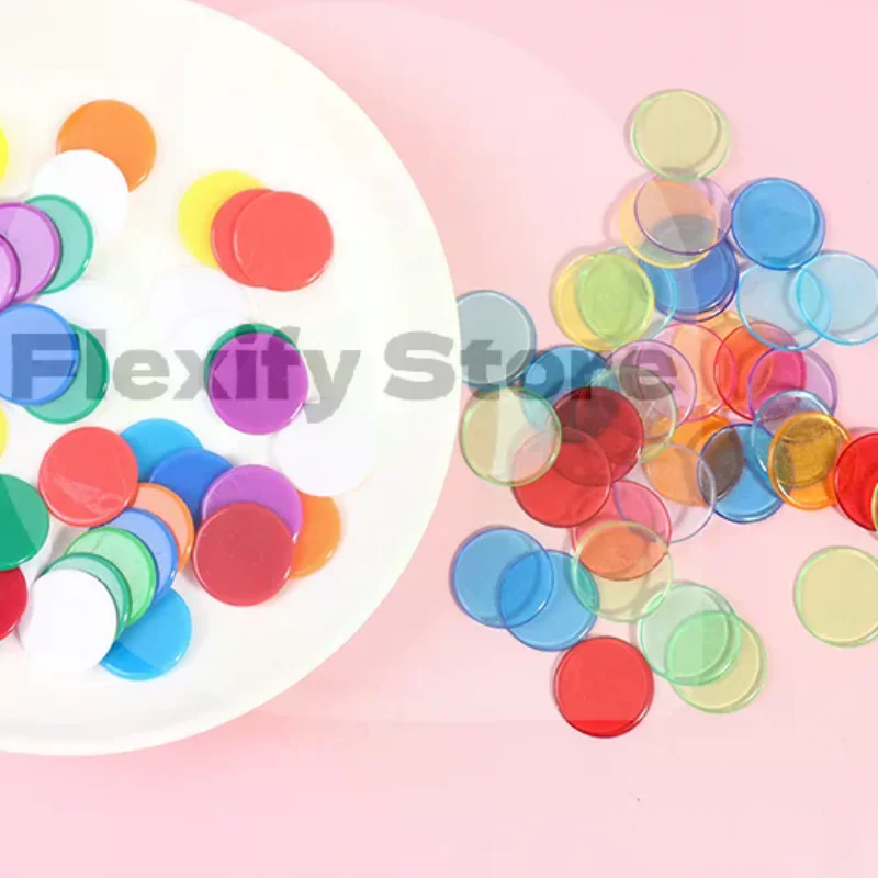 

100pcs Transparent Color Counters Counting Bingo Plastic Supplies Counters