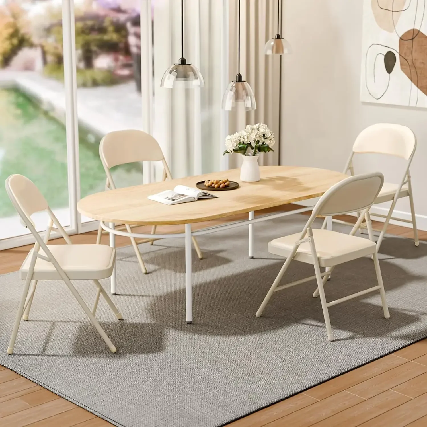 

Комплект из 24 складных стульев цвета хаки с мягкой подушкой и спинкой для наружных портативных штабелируемых коммерческих складных стульев