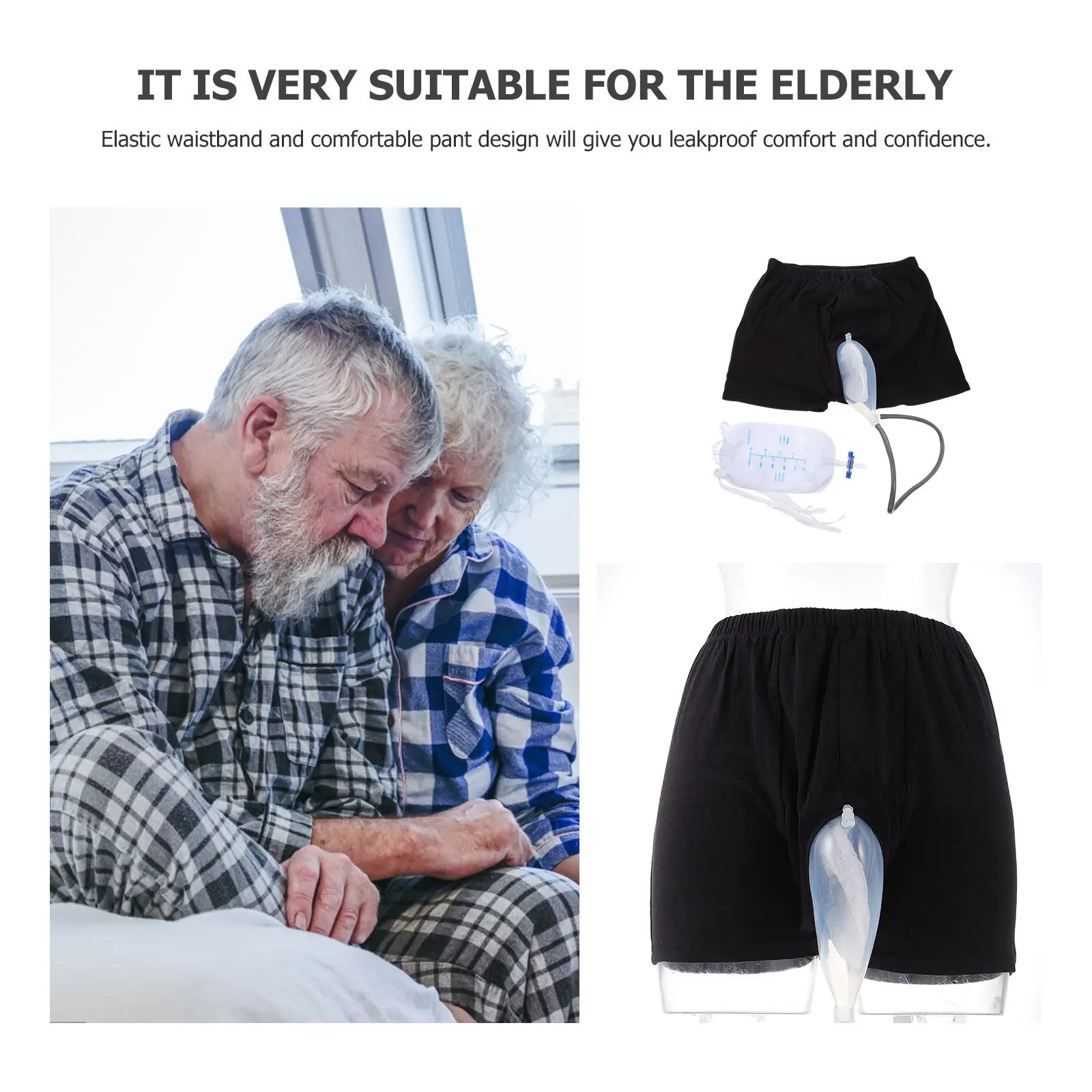 1Set Incontinence Underwear Urine Collector Bags Comfortable Breathable Cotton Silicone Leakproof Elderly Disabled Diabetes Men
