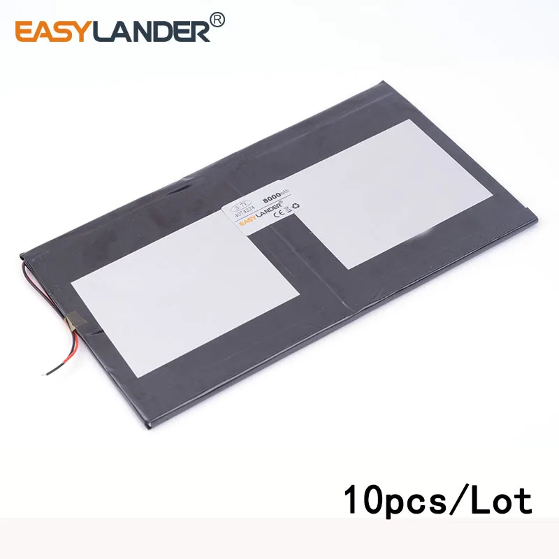 

10pcs /Lot 3.7V 8000mAH 4074224 lithium Li ion polymer rechargeable battery for tablet pc Ainol NOVO10 Hero Quad core