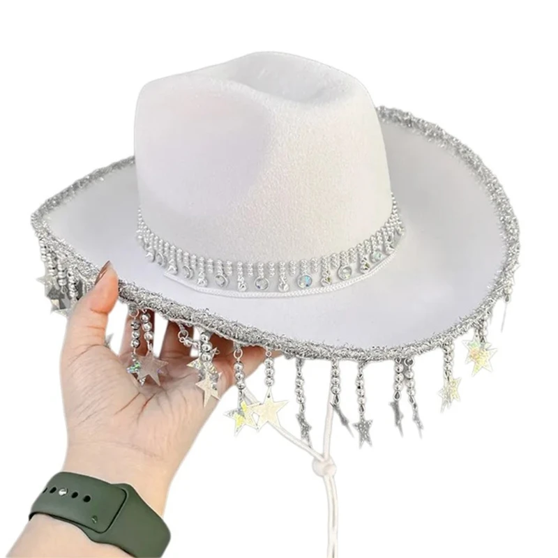 Glittering Star Sequins Hat Western Hat Bachelors Party Hat Halloween Women Hat Dropship