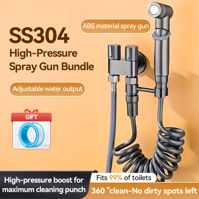 

Modern high-pressure stainless steel handheld shower head set, durable bathroom accessory set, practical gift for home hygiene