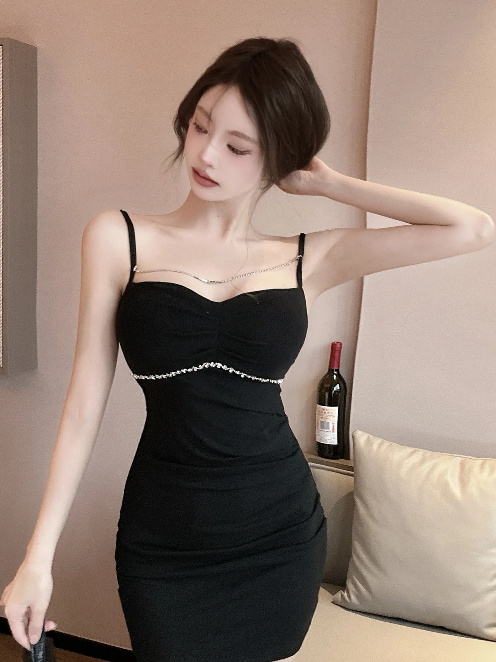 Sexy Diamond Flashing Strapless Slimming Short Skirt Night Club Workwear Bathing Technician Polyester Composite Elastic Fiber...
