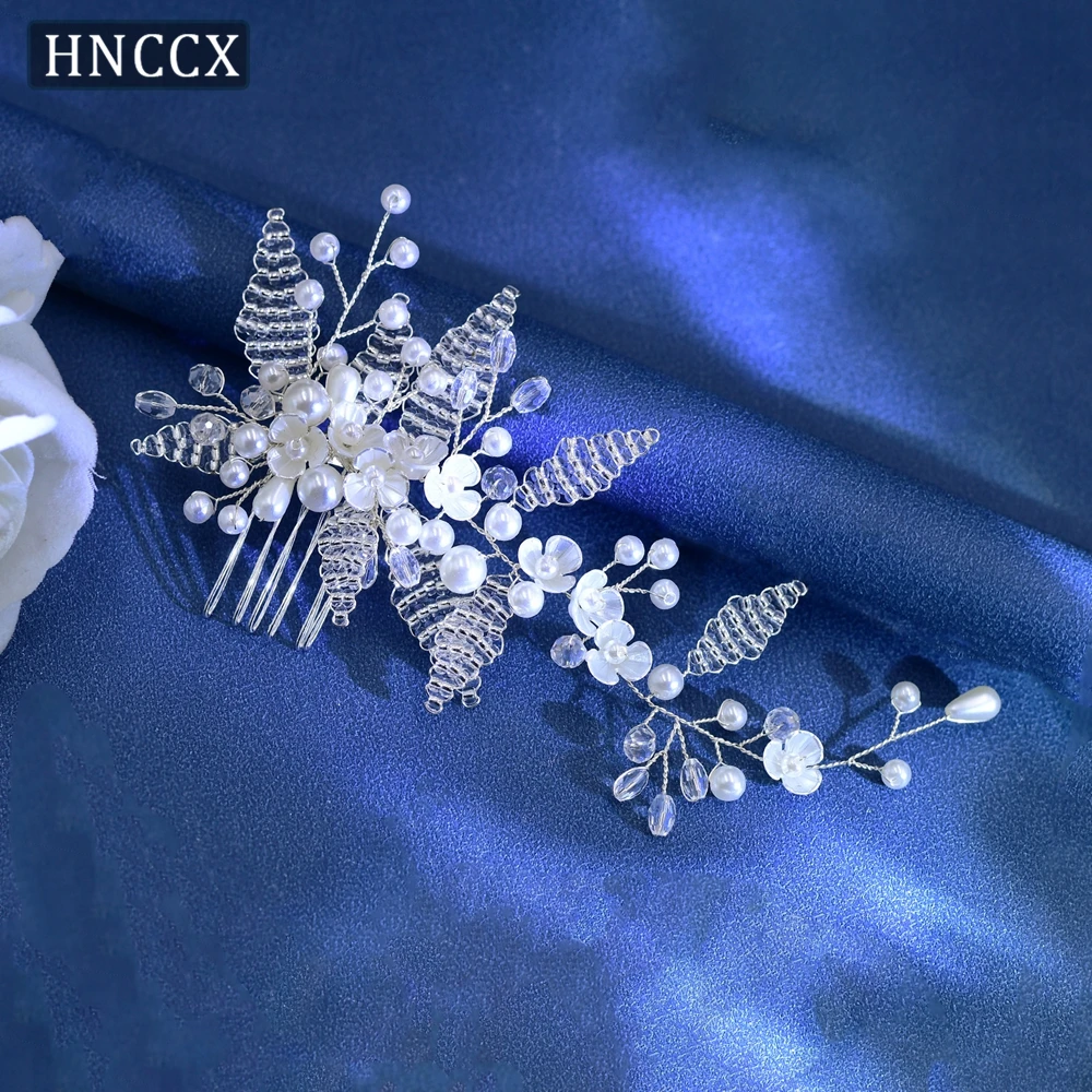 HNCCX Bride Handmade Beaded Hair Comb Pearl Crystals Headwear Wedding Women Side Comb Jewelry Banquet Hair Accessories CP135