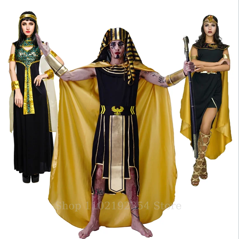 

Halloween Costume Adult Men Egypt Pharaoh Clothes Party Cosplay Halloween Women Ancient Egyptian Queen Costume Cosplay