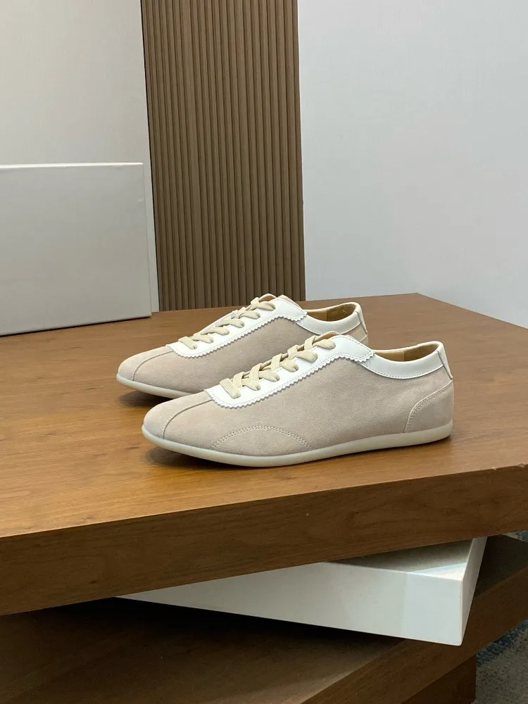 Men Casual Shoes Cow Suede Retro German Trainer Sneakers Lace Up Soft Flat Sole Lightweight Daily Walking Shoes