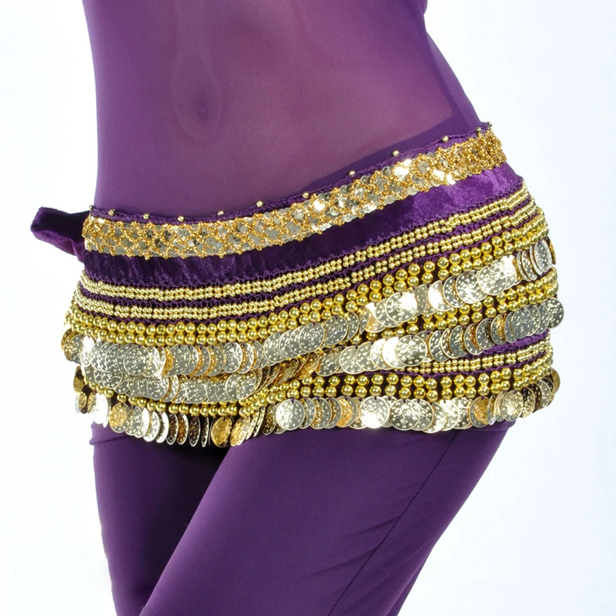 2022 Belly dance costume clothes indian dance belt bellydance waist chain hip scarf women girl dance with 248 gold coin 10 color