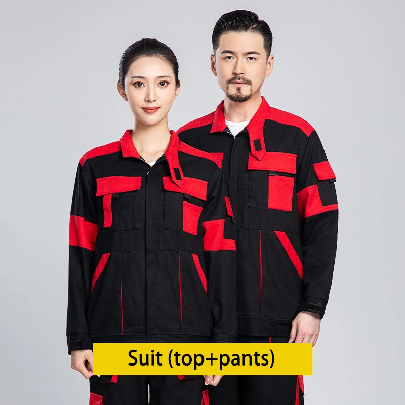 Men\'s Multi Pocket Workshop Long Sleeve Work Suit Set Construction Site Machinery Welder Electrician Repair Painter Printed Logo