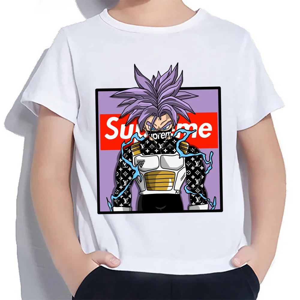 T-shirt anak-anak untuk anak laki-laki Dragon Ball Goku Vegeta ukuran 100-160 Anime obral besar tren jalan tinggi 2024 pakaian anak-anak Fashion