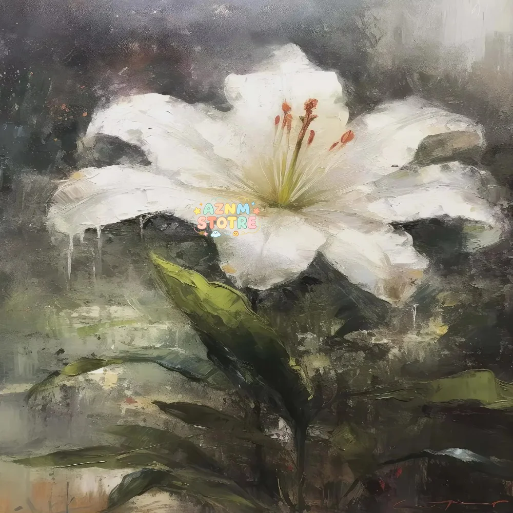 Classic Simple Oil Painting Flowers lily Green Plants Clove Bouquet Poster Canvas Art Prints Home Room Wall Pictures Decor Gi
