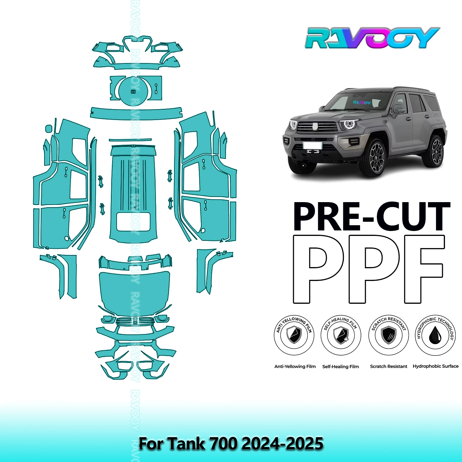 

Full Vehicle Clear Bra Precut PPF Paint Protection Film For Tank 700 2024-2025