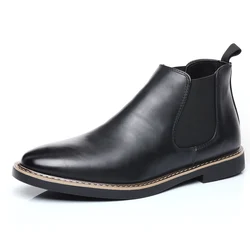 Men Shoes Chelsea Boots Retro Chelsea Ankle Boots Casual Flat Shoe Elastic Formal Business Dress Men Shoe 2025 New Spring Autumn