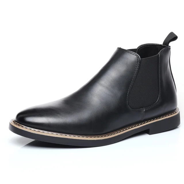 Buty męskie Chelsea Boots Retro Chelsea Ankle Boots Casual Flat Shoe Elastic Formal Business Dress Men Shoe 2025 New Spring Autumn