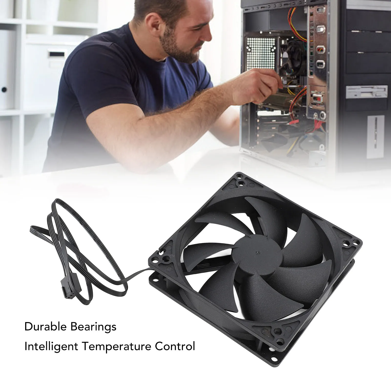 100mm PC PWM Case Fan 100mm Dual Ball Intelligente Temperatuurregeling 1800 RPM Geluidsarm 4PIN Computerkast koelventilator