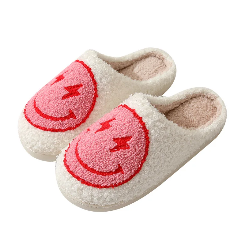 Smiling Face Couple Slippers New 2024 Winter Indoor Household Floor Anti Slip Warm Cotton Shoes Fashion Casual Shoes Comfortable