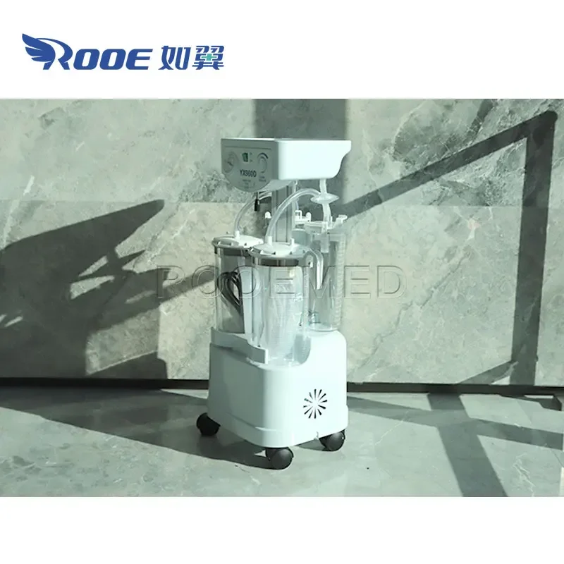 YX980D สูญญากาศสูงเสียงรบกวนต่ําทางการแพทย์มือถือไฟฟ้าดําเนินการเครื่องดูดแบบพกพา