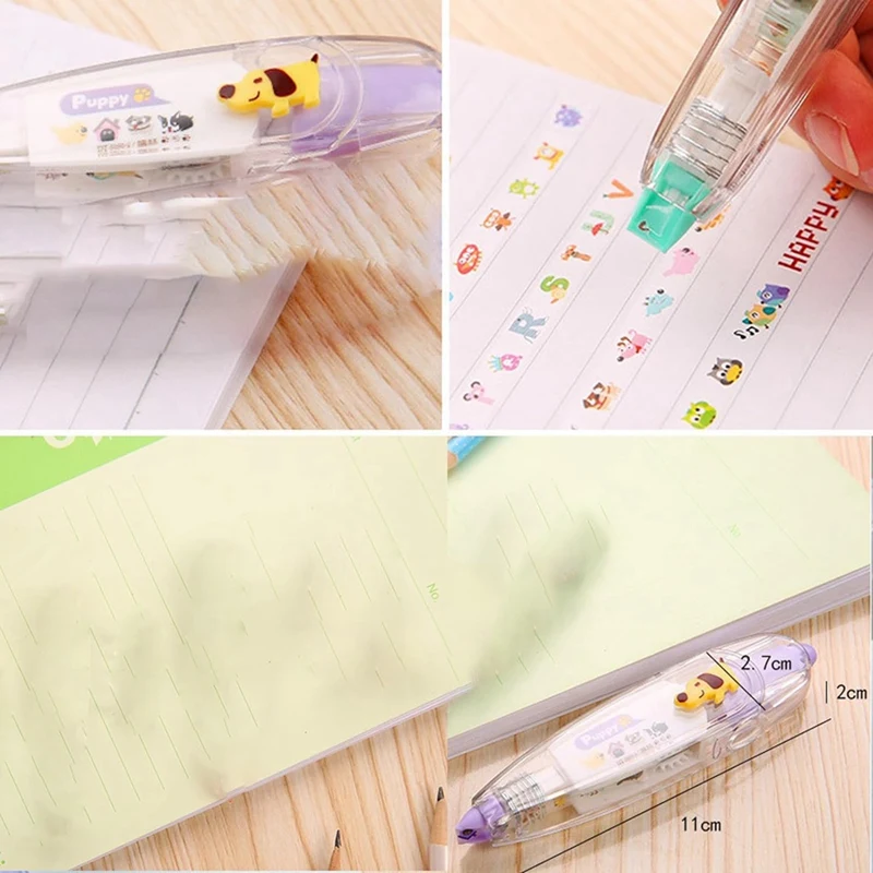 6PCS hewan lucu dekoratif pena lucu hewan renda pita koreksi dekoratif pena pita