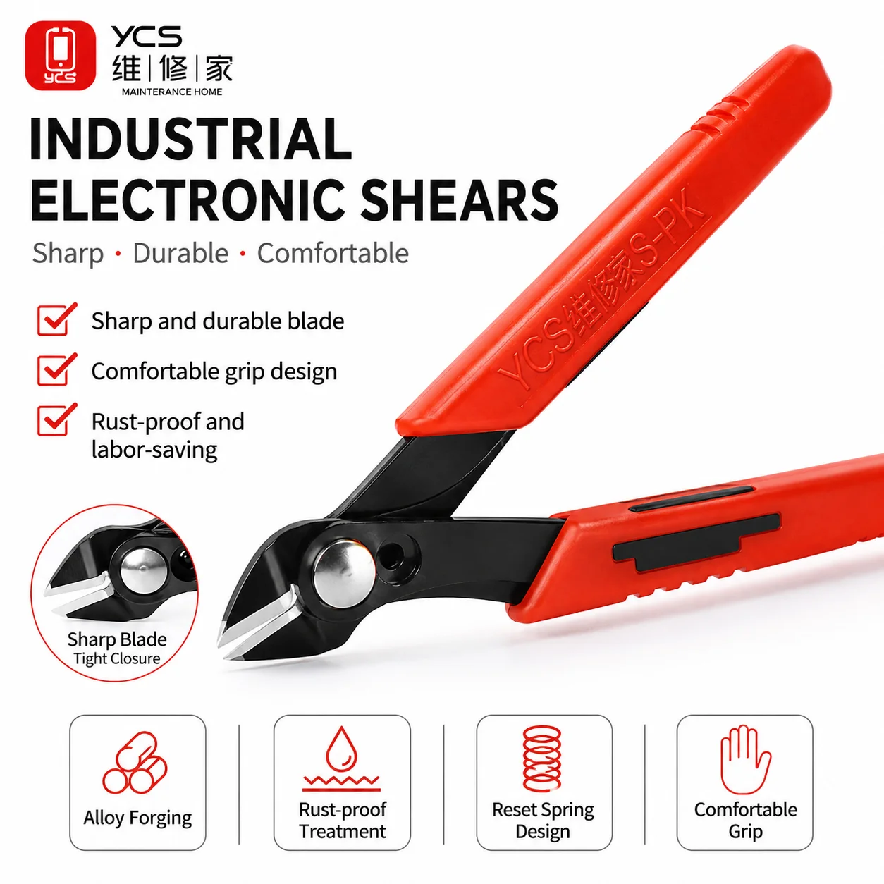 

YCS S-PK Industrial Electronic Shears Precision Wire Cutter Pliers for Phone Repair Copper Iron Wire Cutting Tool