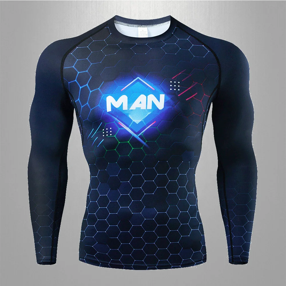 Koszulka męska Rashguard Jiu Jitsu Mma Koszulka z długim rękawem Muay Thai Siłownia Bieganie Koszulki bokserskie Koszulki kompresyjne Męskie