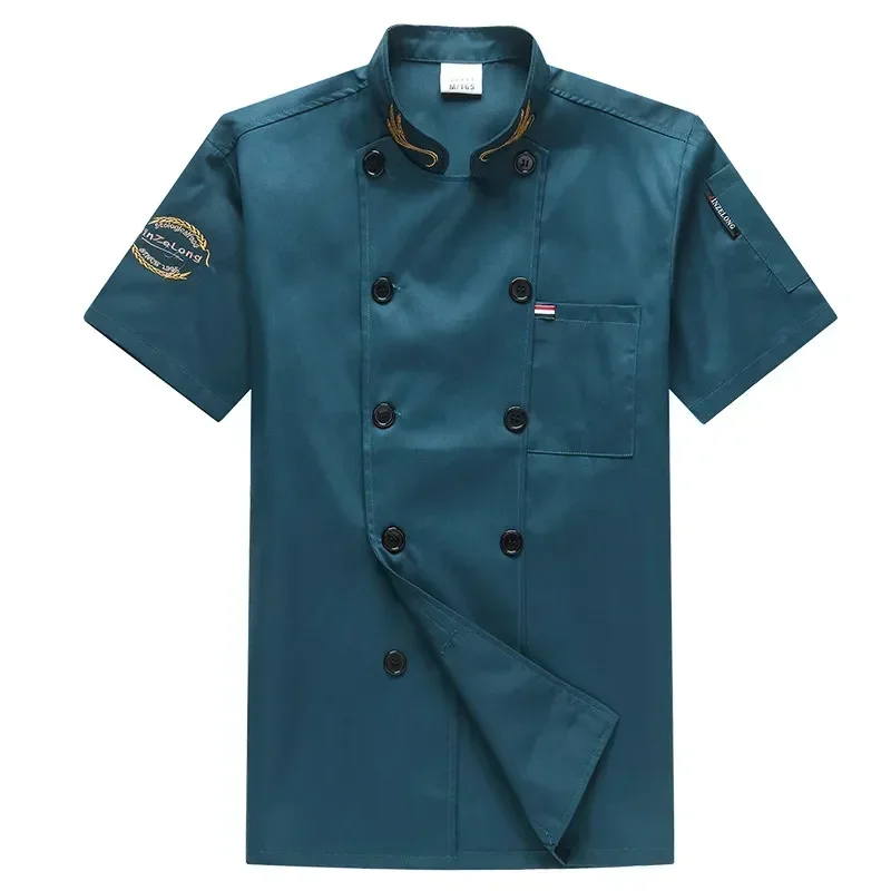 Uniforme de panadería para Chef de Hotel, camisa de cocinero de comida, chaqueta de servicio, ropa de trabajo de calidad corta, camisetas de manga de cocina, ropa transpirable para hombre