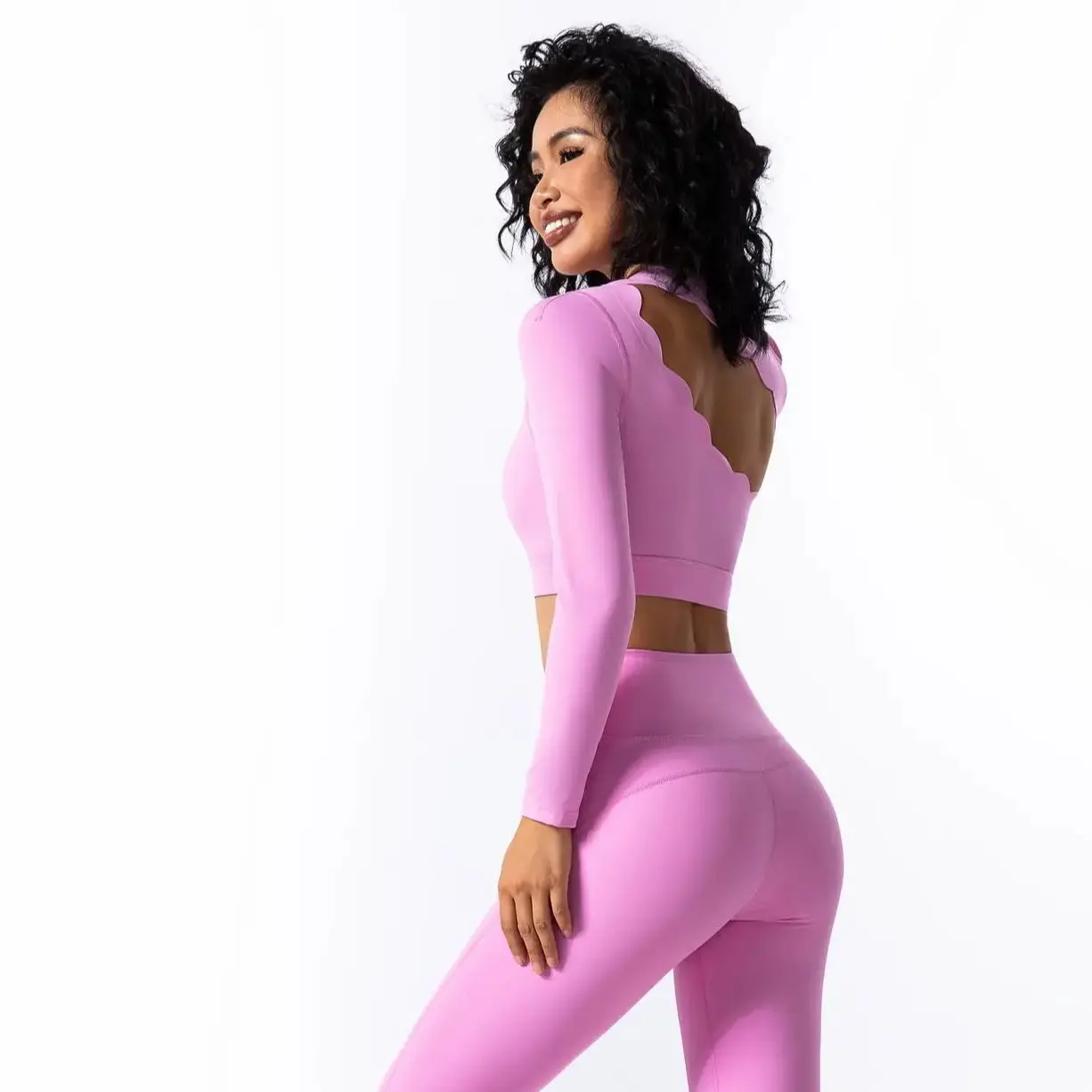 Diagonal Shoulder Hollow Irregular Long Sleeve High Elastic Slimming Pilates Top Breathable Quick Drying Fitness Training Top