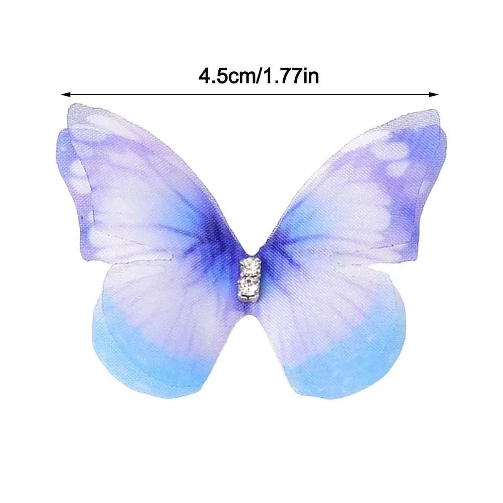 ثلاثية الأبعاد الأورجانزا النسيج فراشة يزين طبقة مزدوجة التدرج اللون الشيفون فراشة المطرزة بقع اليدوية #5