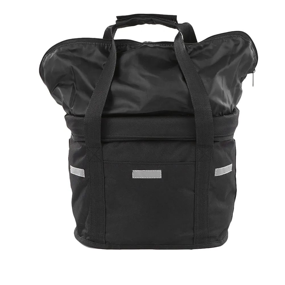

Black Waterproof Foldable Front Bike Basket Bag with Quick Release Handlebar Hanging Carrier for Shopping Picnic
