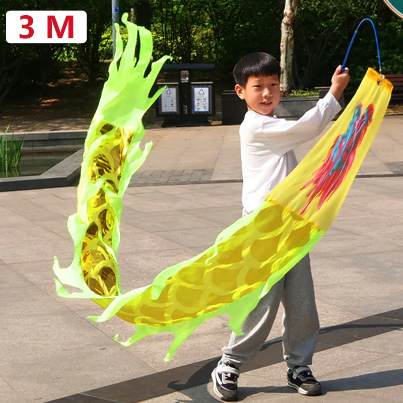 3M Kids Fitness Dragon Swing Dance Colorful Ribbon Student Stage Performance Dance Ribbon Swing Rod Dragon Dance Multi Style