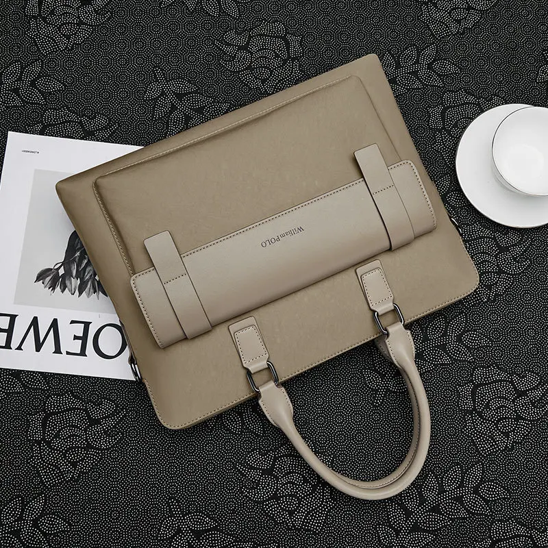 Briefcase Business Commuter Versatile Handbag Document Single Shoulder Crossbody Men's Luxury Brand Men Bags Messenger Leather
